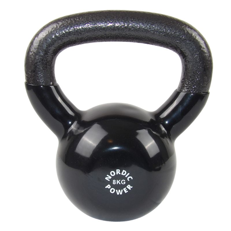 Kettlebell 8 kg. Schwarzes Gusseisen und Vinyl - NORDIC POWER