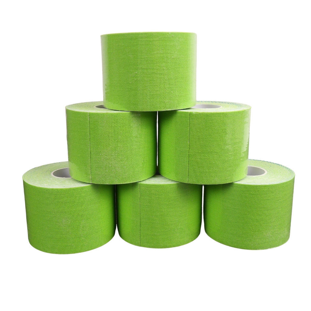 Elastisches Sporttape, 5 cm x 5 Meter, Grün - 6 Rollen
