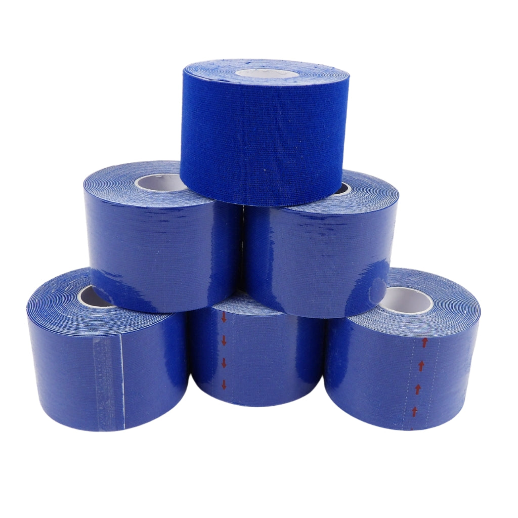 Elastisches Sporttape, 5 cm x 5 Meter, Dunkelblau - 6 Rollen