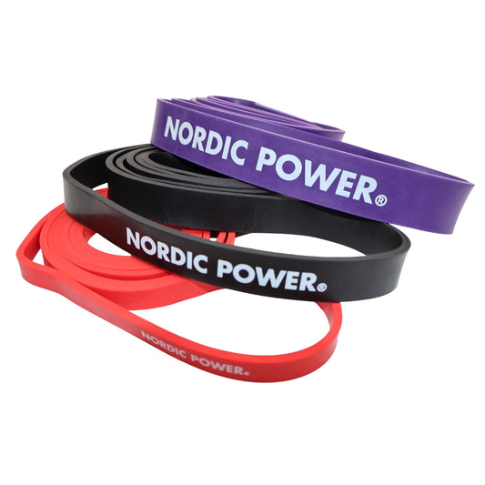 Kraftband 3er-Pack Rot, Schwarz, Lila aus Latex - NORDIC POWER