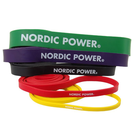 Kraftband 5er Pack Gelb, Rot, Schwarz, Lila, Grün aus Latex - NORDIC POWER