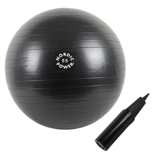 Gymnastikball 55 cm Schwarz, inkl. Pumpe - NORDIC POWER