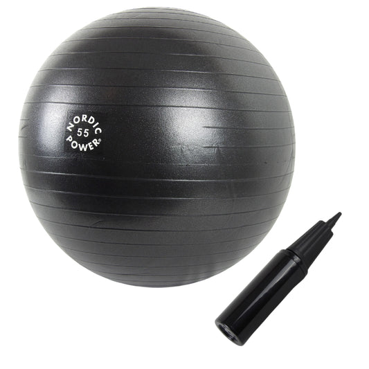 Gymnastikball 55 cm Schwarz, inkl. Pumpe - NORDIC POWER