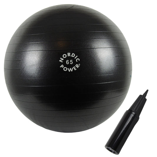 Gymnastikball 65 cm Schwarz, inkl. Pumpe - NORDIC POWER