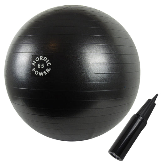 Gymnastikball 65 cm Schwarz, inkl. Pumpe - NORDIC POWER