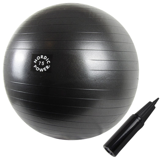 Gymnastikball 75 cm Schwarz, inkl. Pumpe - NORDIC POWER