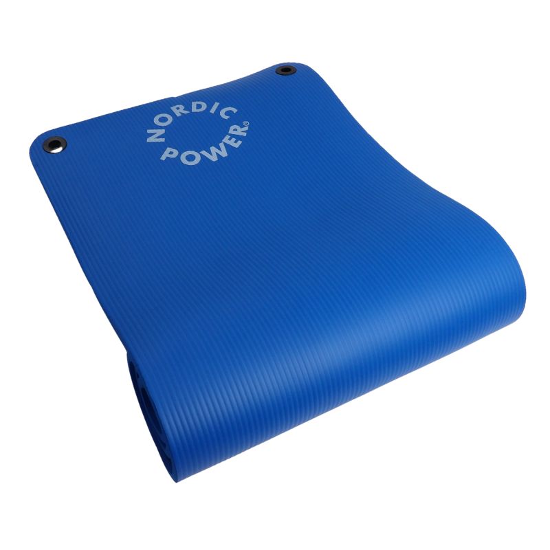 Trainingsmatte Blau 1,5 cm dick, mit Tragegurt - NORDIC POWER