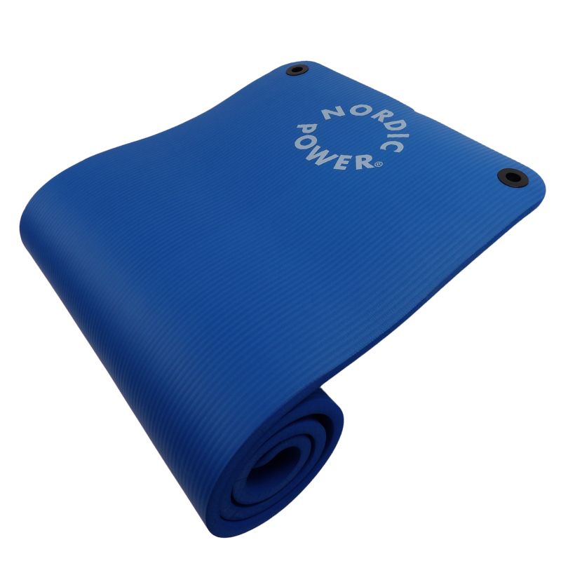 Trainingsmatte Blau 1,5 cm dick, mit Tragegurt - NORDIC POWER