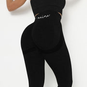 Strumpfhose schwarz mit hoher Taille und Scrunch-Po-Linie, Größe S - ANIMA