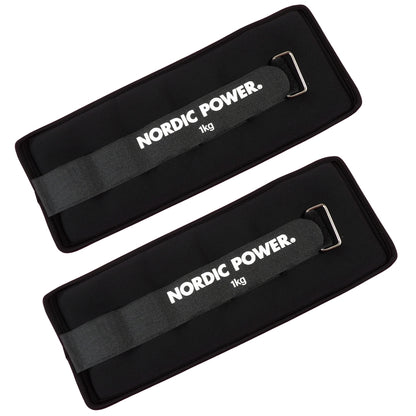 Knöchelgewichte 1 kg. Set, Schwarzes Neopren, 2 Stück - NORDIC POWER