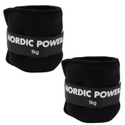 Knöchelgewichte 1 kg. Set, Schwarzes Neopren, 2 Stück - NORDIC POWER