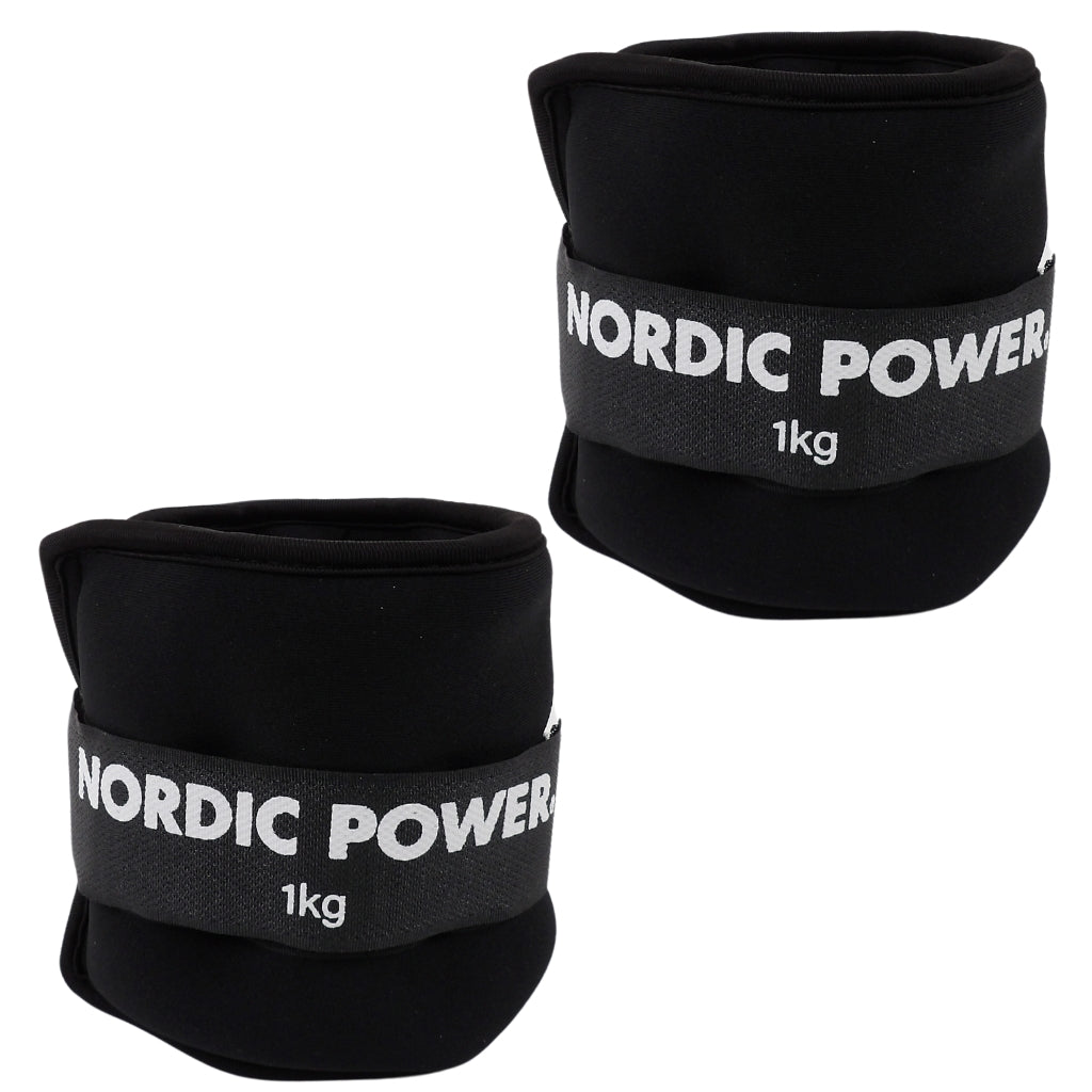 Knöchelgewichte 1 kg. Set, Schwarzes Neopren, 2 Stück - NORDIC POWER