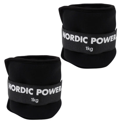 Knöchelgewichte 1 kg. Set, Schwarzes Neopren, 2 Stück - NORDIC POWER