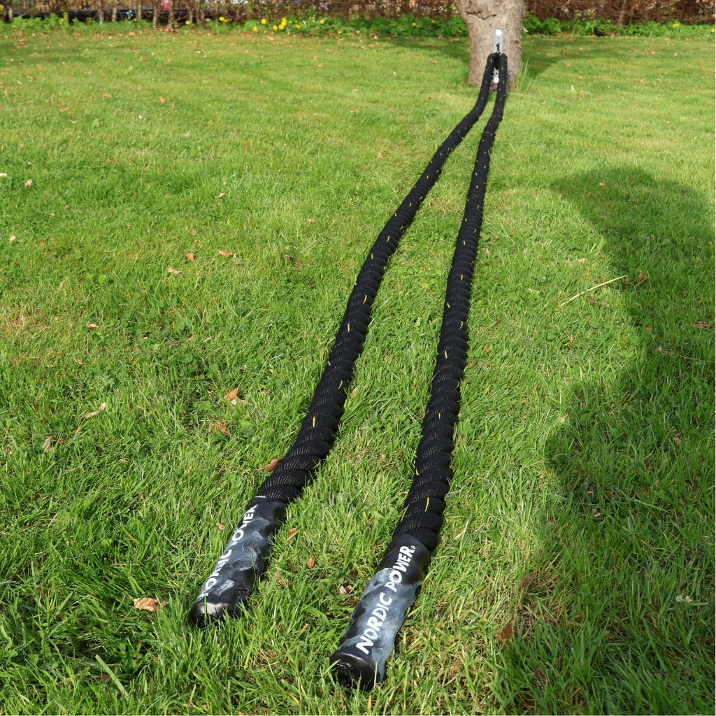 Battlerope 9 Meter, Ø38 mm, Schwarz mit gelber Kordel - NORDIC POWER - ANGEBOT