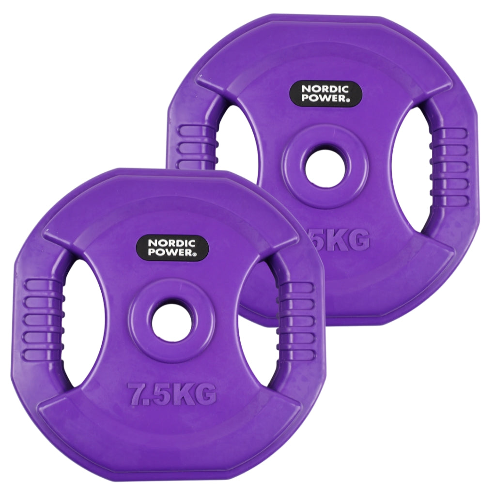 2 Stk. Bodypump Hantelscheiben 7,5 Kg. Lila PRO, Ø30 mm - NORDIC POWER