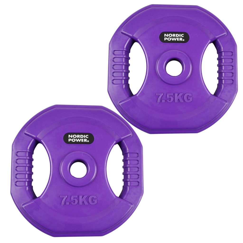 2 Stk. Bodypump Hantelscheiben 7,5 Kg. Lila PRO, Ø30 mm - NORDIC POWER