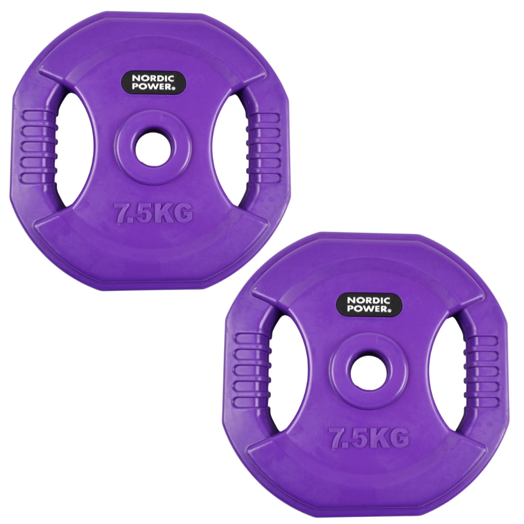 2 Stk. Bodypump Hantelscheiben 7,5 Kg. Lila PRO, Ø30 mm - NORDIC POWER