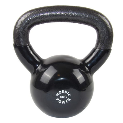 Kettlebell 8 kg. Schwarzes Gusseisen und Vinyl - NORDIC POWER