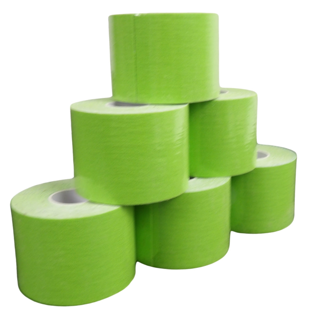 Elastisches Sporttape, 5 cm x 5 Meter, Grün - 6 Rollen