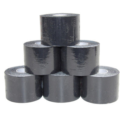 Elastisches Sporttape, 5 cm x 5 Meter, Schwarz - 6 Rollen