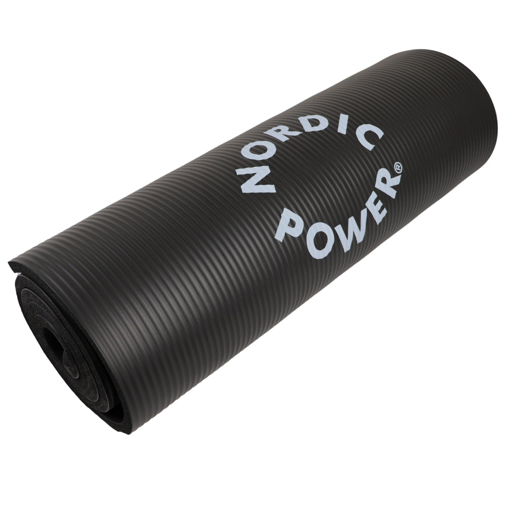 Trainingsmatte Schwarz 1,5 cm dick, mit Tasche - NORDIC POWER
