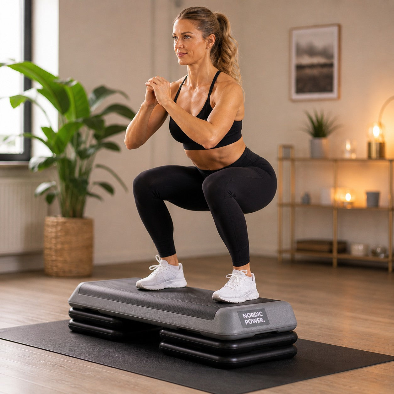 Trittbank verstellbar 68 cm, Schwarz und Grau - NORDIC POWER