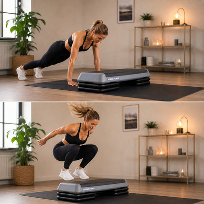 Trittbank verstellbar 68 cm, Schwarz und Grau - NORDIC POWER
