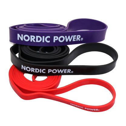 Kraftband 3er-Pack Rot, Schwarz, Lila aus Latex - NORDIC POWER