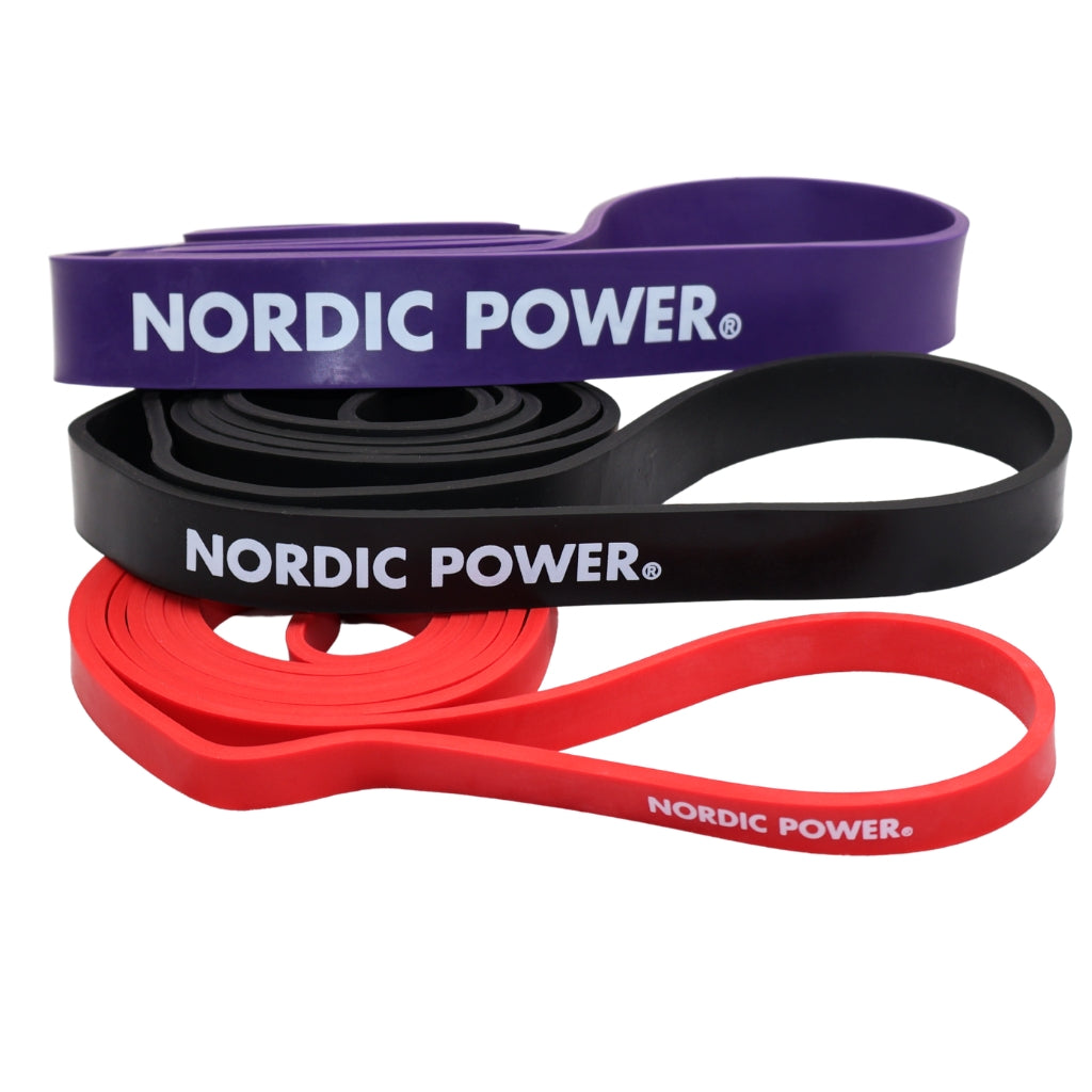Kraftband 3er-Pack Rot, Schwarz, Lila aus Latex - NORDIC POWER