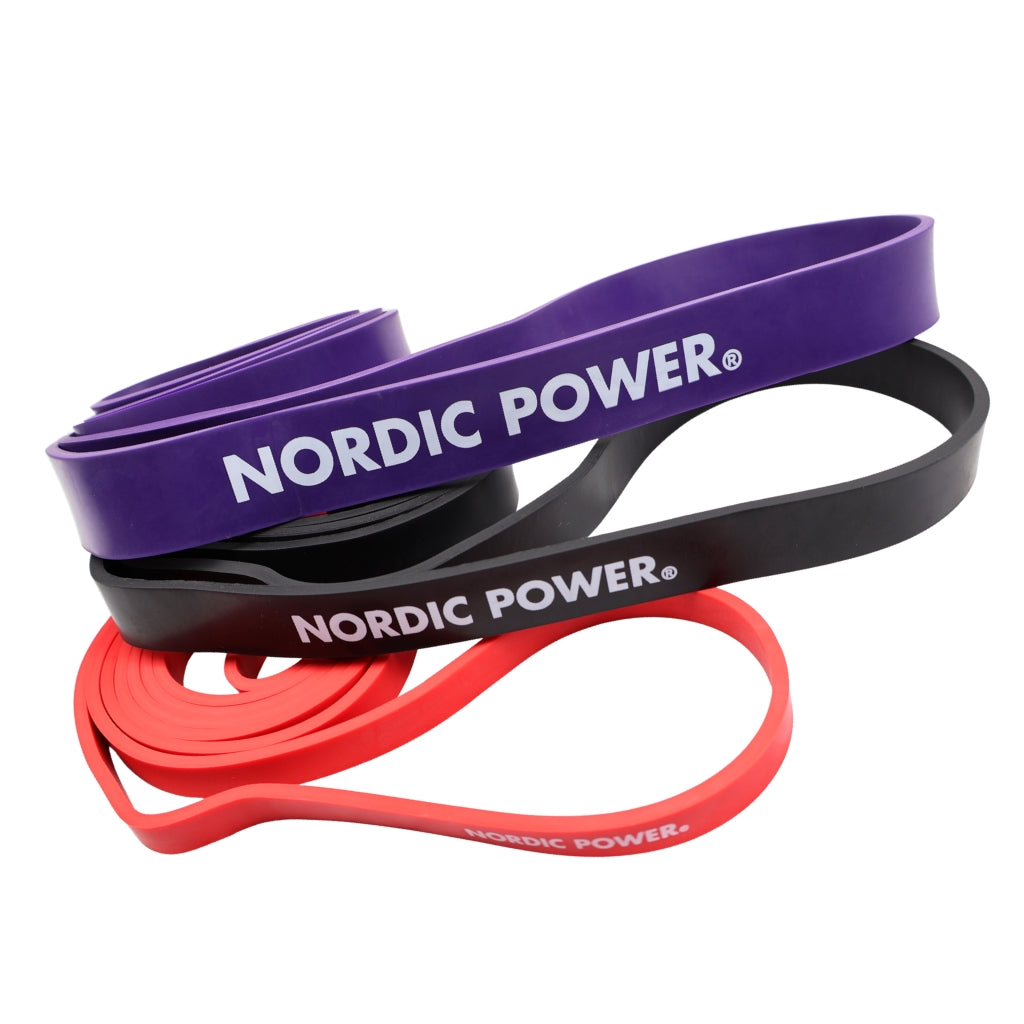 Kraftband 3er-Pack Rot, Schwarz, Lila aus Latex - NORDIC POWER