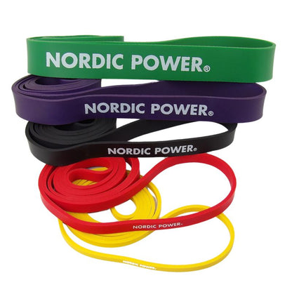 Kraftband 5er Pack Gelb, Rot, Schwarz, Lila, Grün aus Latex - NORDIC POWER