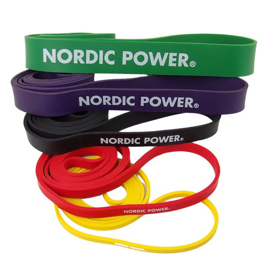 Kraftband 5er Pack Gelb, Rot, Schwarz, Lila, Grün aus Latex - NORDIC POWER