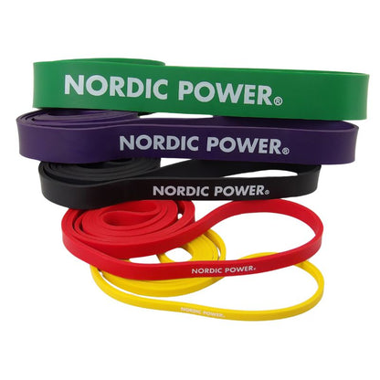 Kraftband 5er Pack Gelb, Rot, Schwarz, Lila, Grün aus Latex - NORDIC POWER