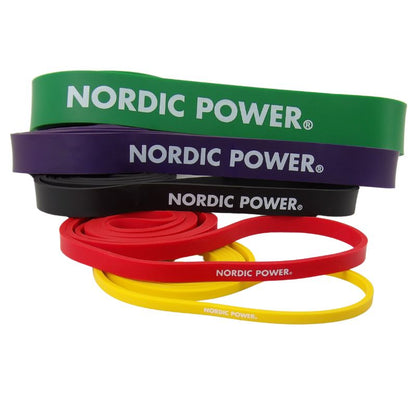 Kraftband 5er Pack Gelb, Rot, Schwarz, Lila, Grün aus Latex - NORDIC POWER
