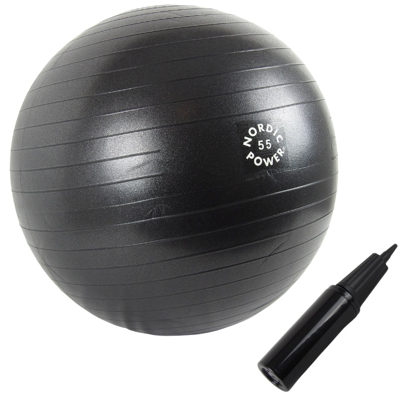 Gymnastikball 55 cm Schwarz, inkl. Pumpe - NORDIC POWER