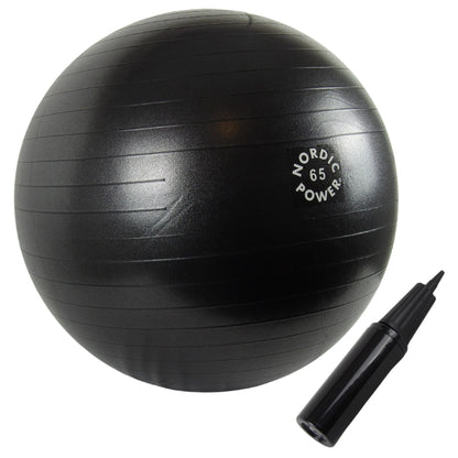 Gymnastikball 65 cm Schwarz, inkl. Pumpe - NORDIC POWER