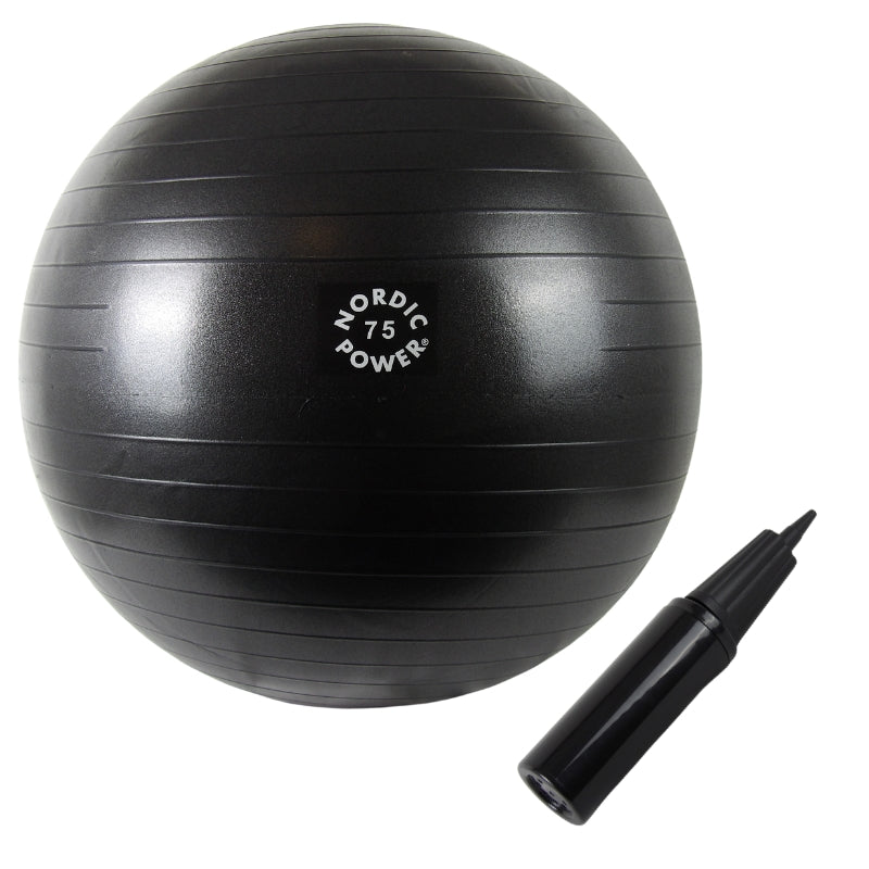 Gymnastikball 75 cm Schwarz, inkl. Pumpe - NORDIC POWER