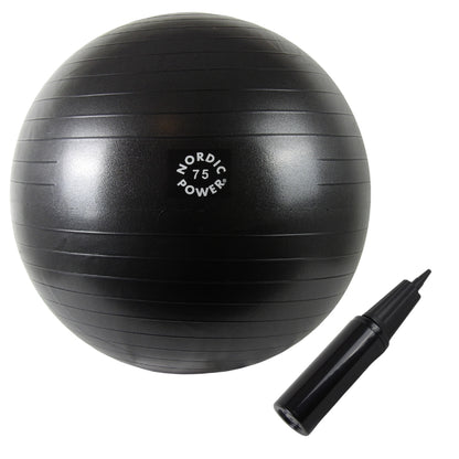 Gymnastikball 75 cm Schwarz, inkl. Pumpe - NORDIC POWER