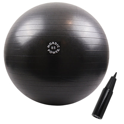Gymnastikball 85 cm Schwarz, inkl. Pumpe - NORDIC POWER