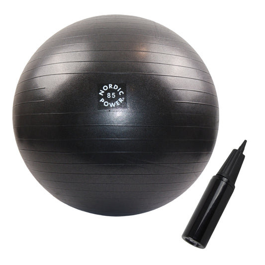 Gymnastikball 85 cm Schwarz, inkl. Pumpe - NORDIC POWER