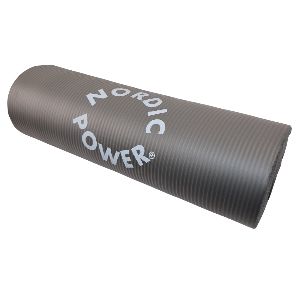 Trainingsmatte Grau 1,5 cm dick, mit Tasche - NORDIC POWER