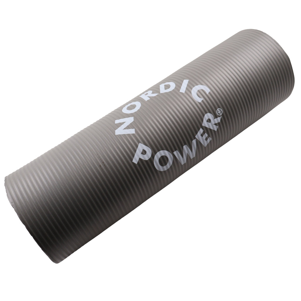 Trainingsmatte Grau 1,5 cm dick, mit Tasche - NORDIC POWER
