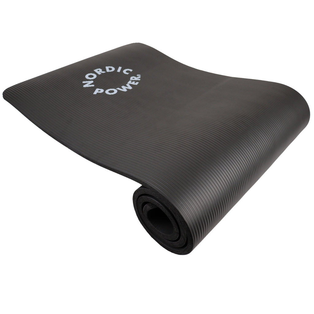 Trainingsmatte Schwarz 1,5 cm dick, mit Tasche - NORDIC POWER